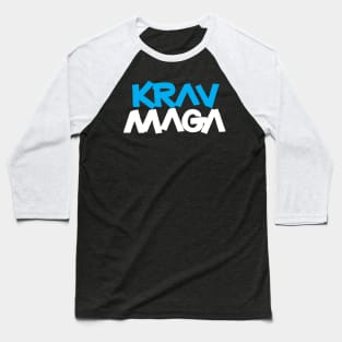 Krav Maga Blue Blocky Letters Baseball T-Shirt